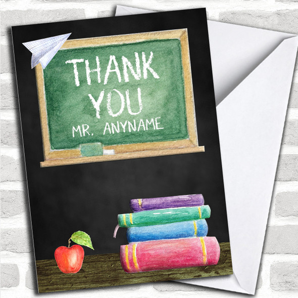 Classic Chalk Board Apple & Books Personalized Thank You Card