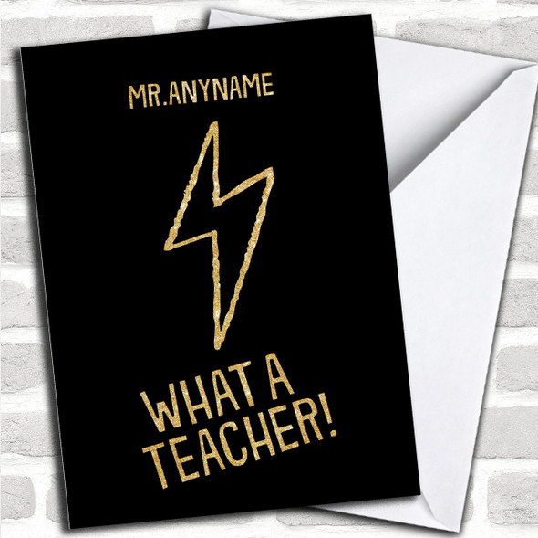 Lightening Bolt Super Teacher Personalized Thank You Card