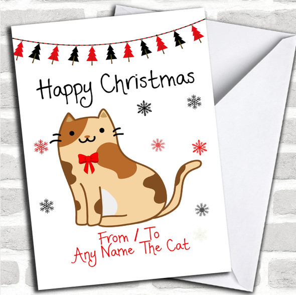 Tortoiseshell From Or To The Cat Pet Personalized Christmas Card