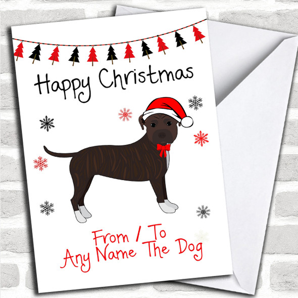 Staffordshire Bull Terrier Brown From Or To The Dog Pet Personalized Christmas Card