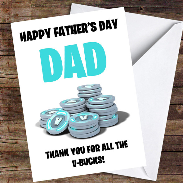 Fortnite V-Bucks Personalized Father's Day Card
