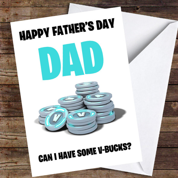 Funny Fortnite V-Bucks Personalized Father's Day Card