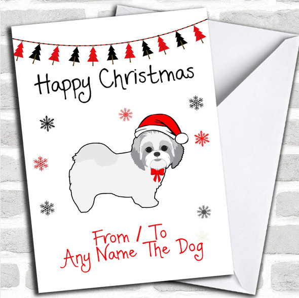 Shitzu From Or To The Dog Pet Personalized Christmas Card