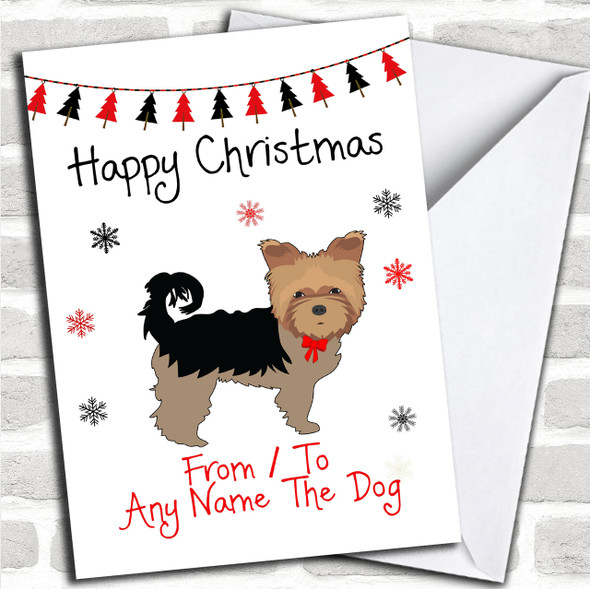 From Or To The Dog Yorkshire Terrier Pet Personalized Christmas Card