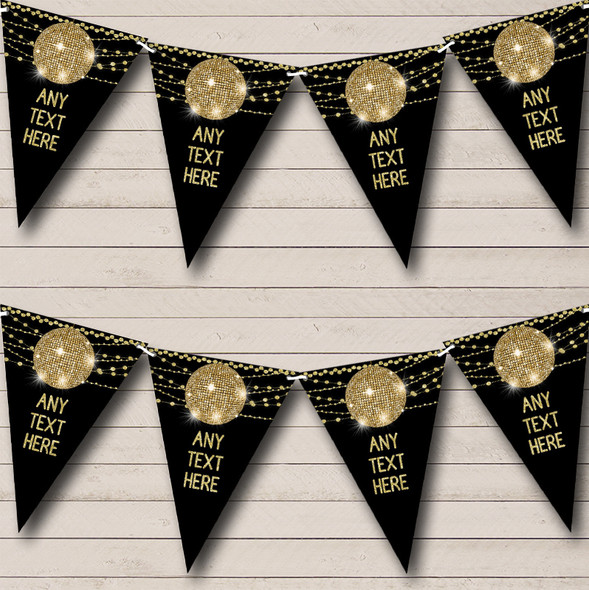 60's 70's 80's Disco Gold Ball Personalized Birthday Party Bunting Flag Banner