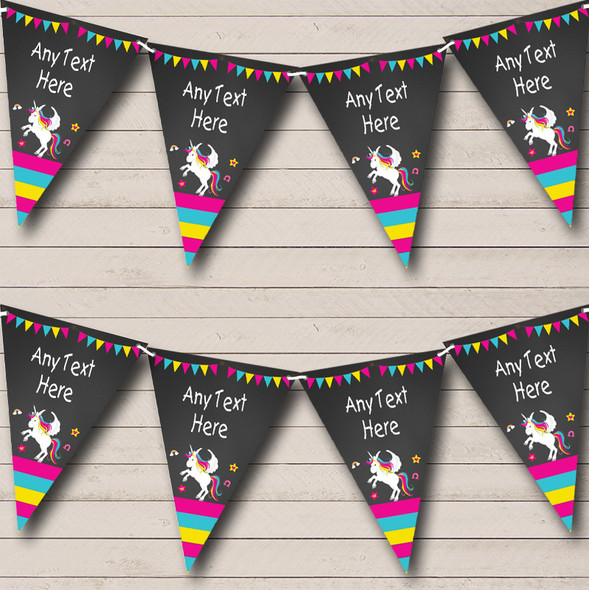 Chalk Pink Unicorn Personalized Childrens Party Bunting Flag Banner