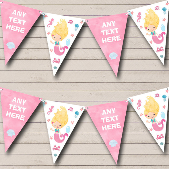 Little Mermaid Under The Sea Personalized Baby Shower Bunting Flag Banner