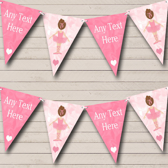 Marble Pink Ballet Ballerina Personalized Childrens Party Bunting Flag Banner