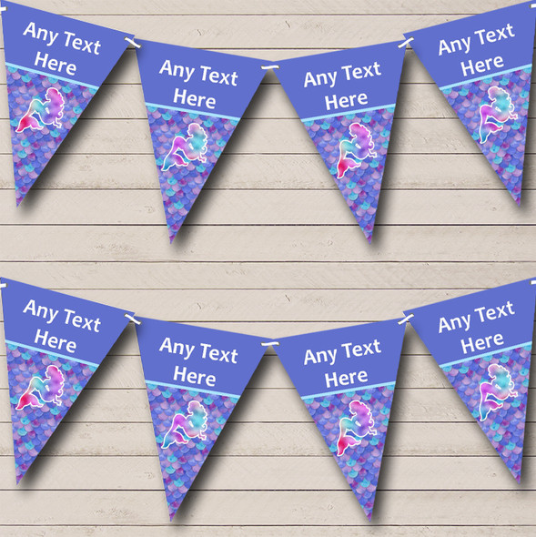 Purple Mermaid Tail Personalized Baby Shower Bunting Flag Banner