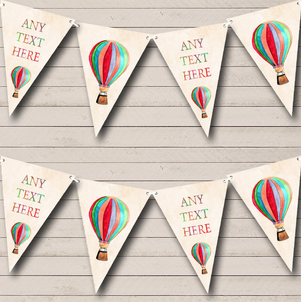 Rainbow Hot Air Balloon Personalized Baby Shower Bunting Flag Banner