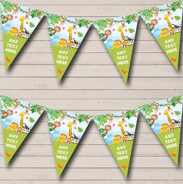 Safari Jungle Animals Personalized Childrens Party Bunting Flag Banner