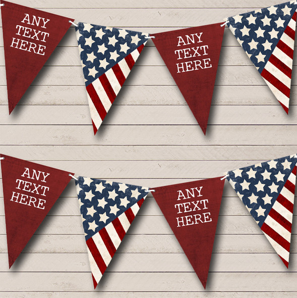 USA American Flag Stars Stripes 4th July Personalized Birthday Party Bunting Flag Banner