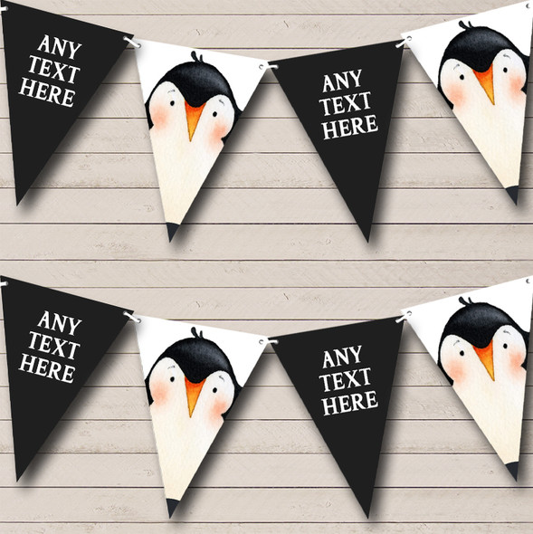 Watercolour Animal Penguin Personalized Baby Shower Bunting Flag Banner
