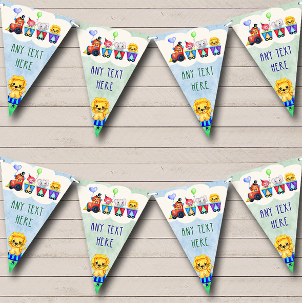 Watercolour Circus Animals Personalized Childrens Party Bunting Flag Banner