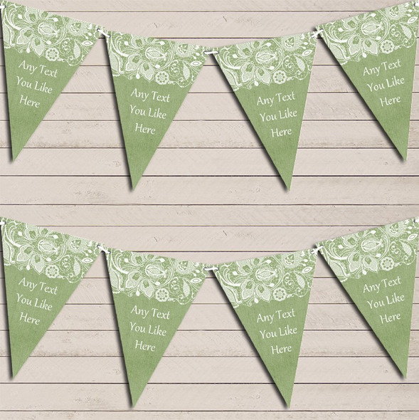 Burlap & Lace Green Wedding Day Married Bunting Garland Party Banner