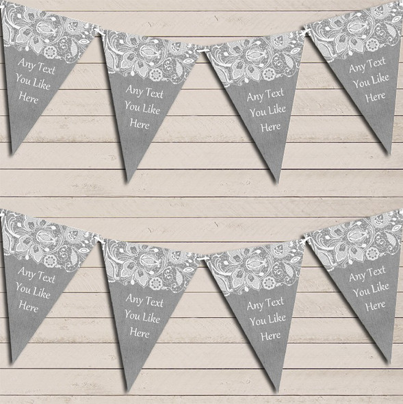 Burlap & Lace Grey Engagement Bunting Garland Party Banner