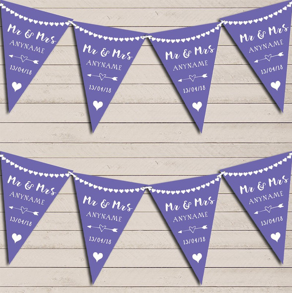 Heart Garland Mr & Mrs Lavender Wedding Day Married Bunting Garland Party Banner