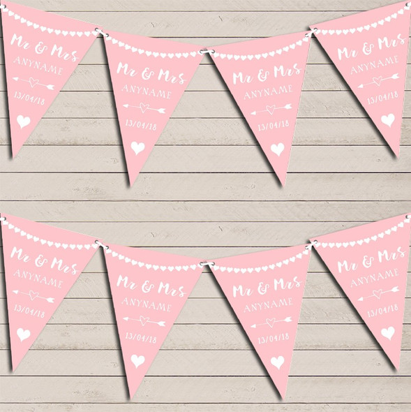 Heart Mr & Mrs Slate Blush Pink Wedding Day Married Bunting Party Banner