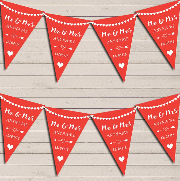 Heart Mr & Mrs Tropical Red Wedding Day Married Bunting Party Banner