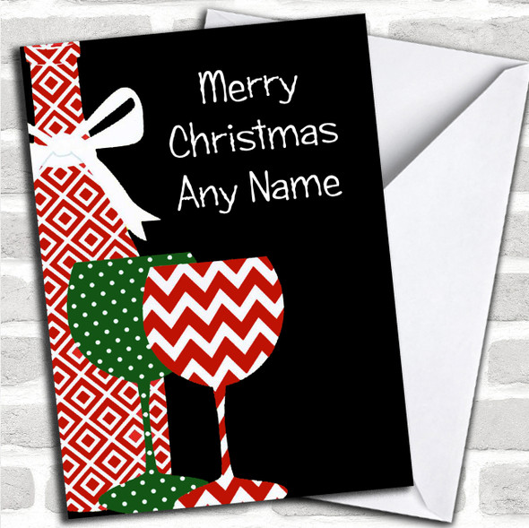 Colourful Wine Personalized Christmas Card