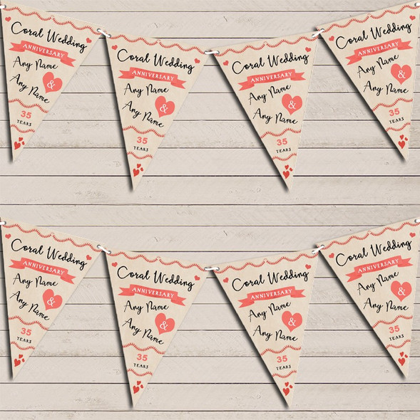 Party Decoration Coral 35th Wedding Anniversary Bunting Garland Party Banner