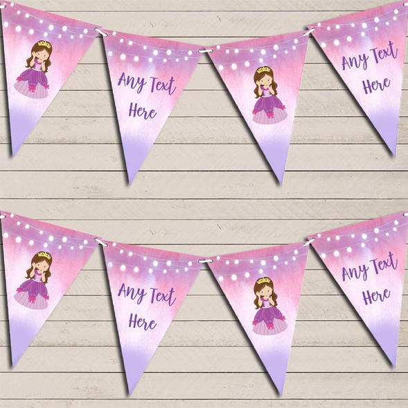 Pink & Purple Princess Children's Birthday Bunting Garland Party Banner