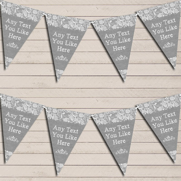 Pretty Lace Grey Tea Party Bunting Garland Party Banner