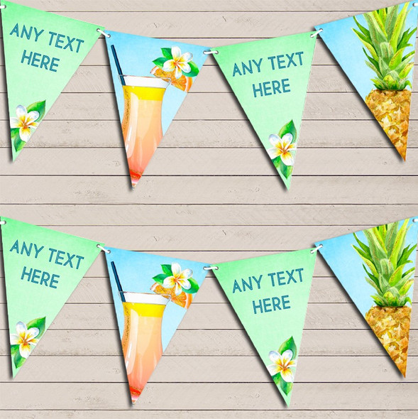 Luau Paradise Hawaiian Beach Pineapple Personalized Birthday Bunting