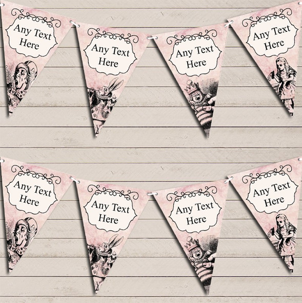 Mad Hatters Tea Party Alice In Wonderland Vintage Pink Birthday Bunting