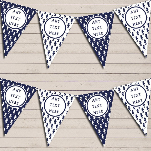 Seahorse Navy Blue Nautical Seashore Sailing Personalized Birthday Bunting