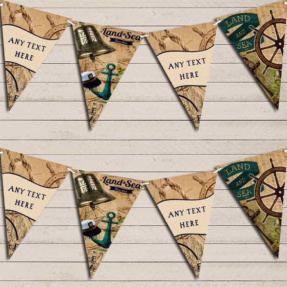 Vintage Nautical Land & Sea Personalized Birthday Bunting