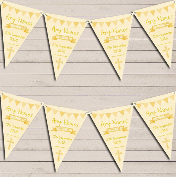 Yellow Watercolour Banner Christening Day Personalized Christening Bunting