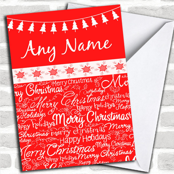 Red Happy Holidays Personalized Christmas Card