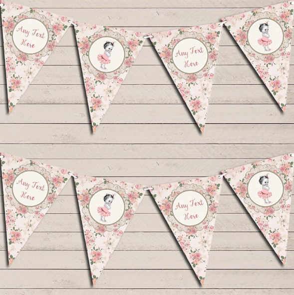 Floral Shabby Chic Vintage Baby Girl Pink Children's Birthday Bunting