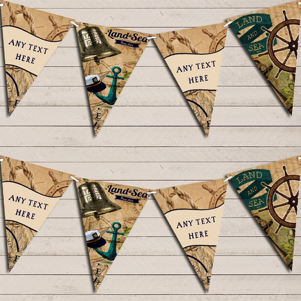 Vintage Nautical Land & Sea Personalized Party Bunting