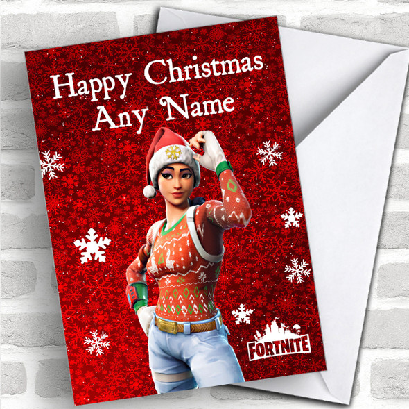 Red Fortnite Game Personalized Children's Christmas Card
