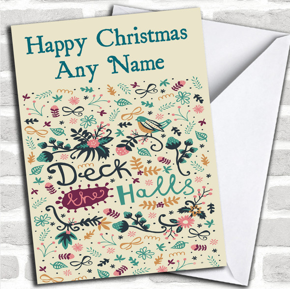 Deck The Halls Christmas Card Personalized