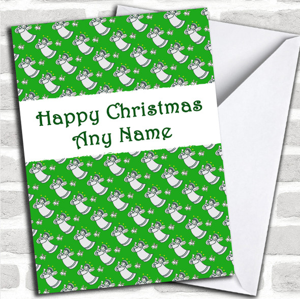 Green Angels Christmas Card Personalized