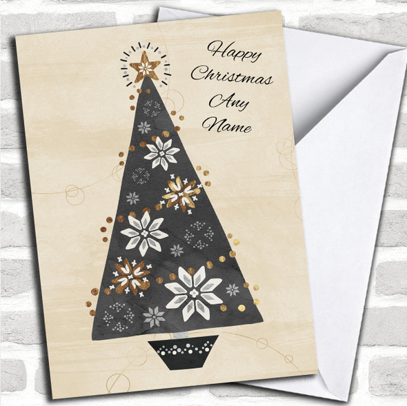 Black Christmas Tree Personalized Christmas Card