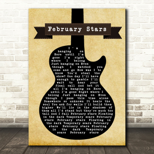 Foo Fighters February Stars Black Guitar Song Lyric Quote Print