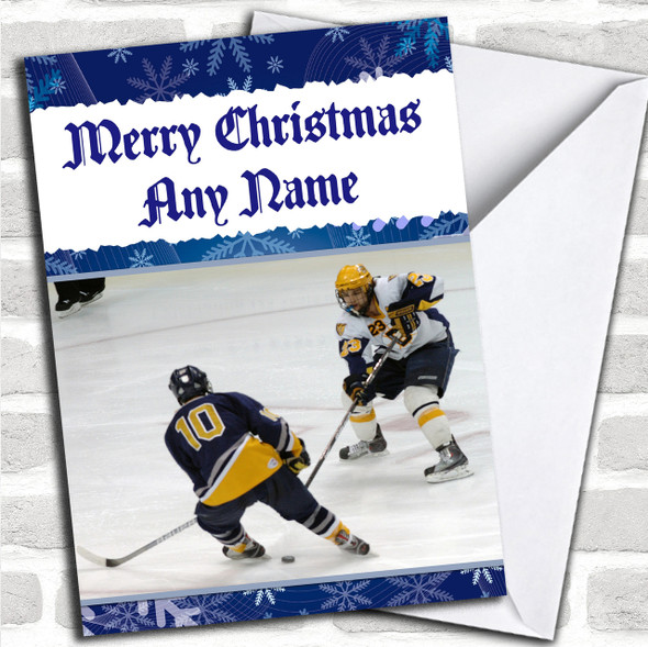 Ice Hockey Personalized Christmas Card