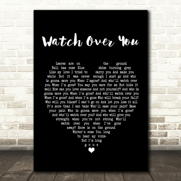Alter Bridge Watch Over You Black Heart Song Lyric Quote Print