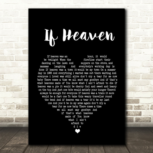 Andy Griggs If Heaven Black Heart Song Lyric Quote Print