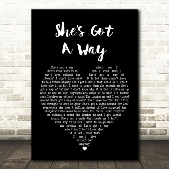 Billy Joel She's Got A Way Black Heart Song Lyric Quote Print