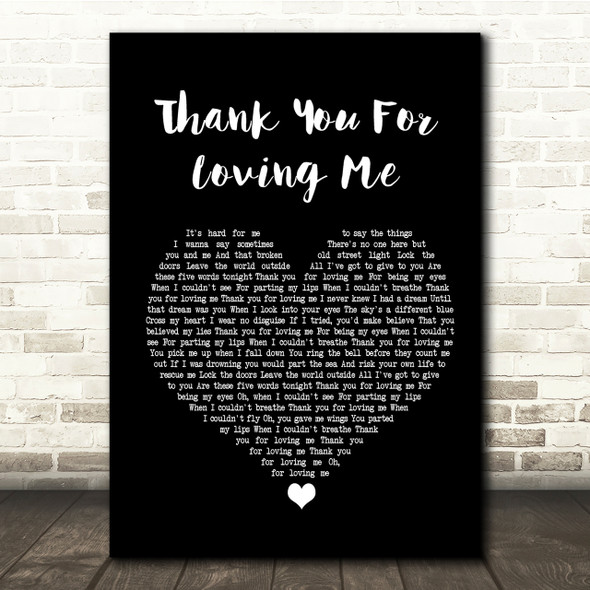 Bon Jovi Thank You For Loving Me Black Heart Song Lyric Quote Print