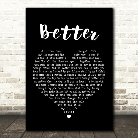 Boyzone Better Black Heart Song Lyric Quote Print