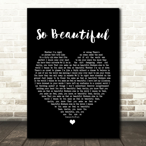 Darren Hayes So Beautiful Black Heart Song Lyric Quote Print