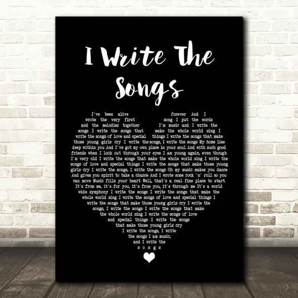David Cassidy I Write The Songs Black Heart Song Lyric Quote Print