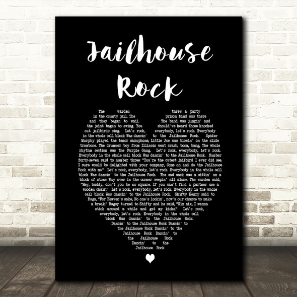 Elvis Presley Jailhouse Rock Black Heart Song Lyric Quote Print