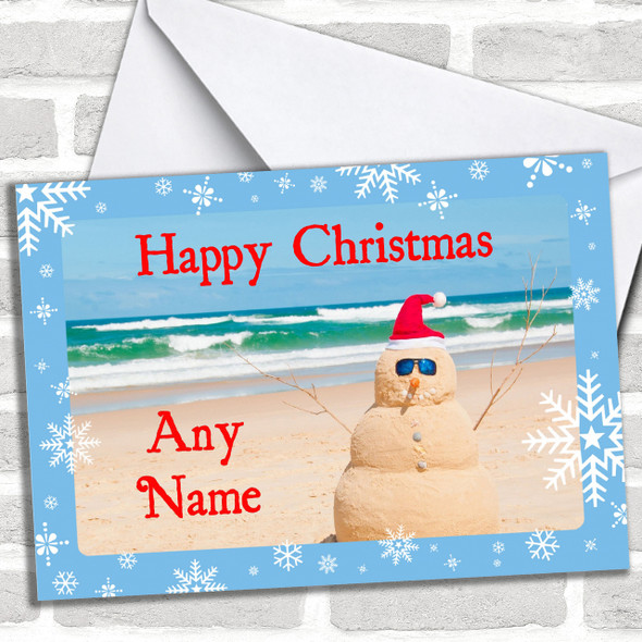 Sandman On Beach Funny Joke Christmas Card Personalized